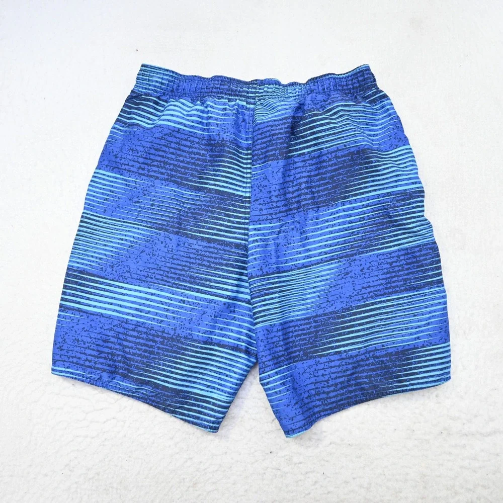 Nike Swim Trunks Men M Blue Striped Mesh Lined Board Shorts 9